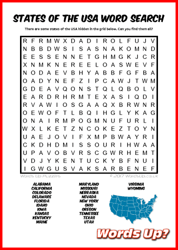 States of the USA Word Search Puzzle #4
