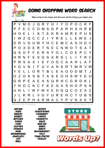 Going Shopping Word Search Puzzle #42