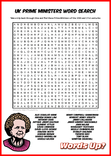 UK Prime Ministers Word Search Puzzle #44