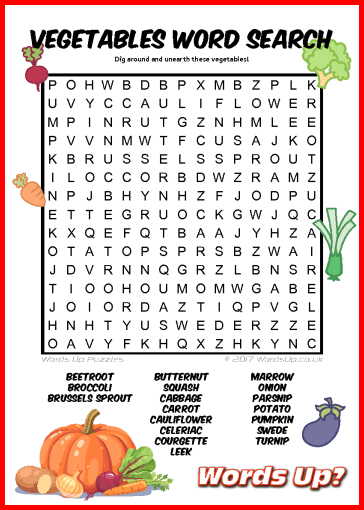 Vegetables Word Search Puzzle #45