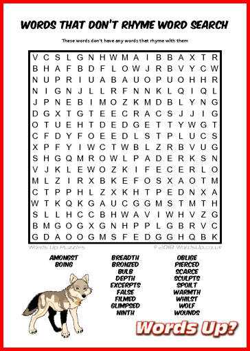 Words That Don't Rhyme Word Search Puzzle #47