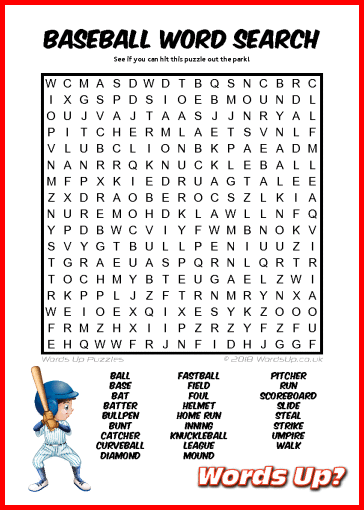 Baseball Word Search Puzzle #49