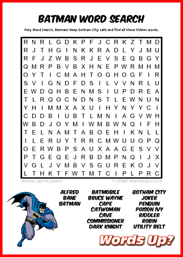 Words Up? Batman Word Search