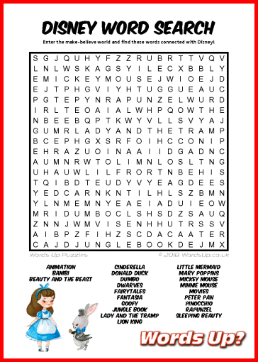 words up disney word search