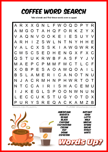 Coffee Word Search Puzzle #62